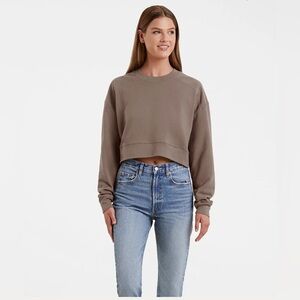 nuuds Cropped Crewneck Sweatshirt mocha size xs